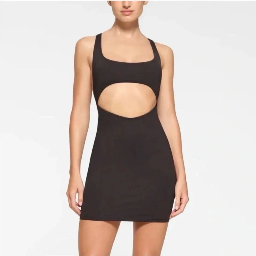 SKIMS Black Cutout Bodycon Mini Dress